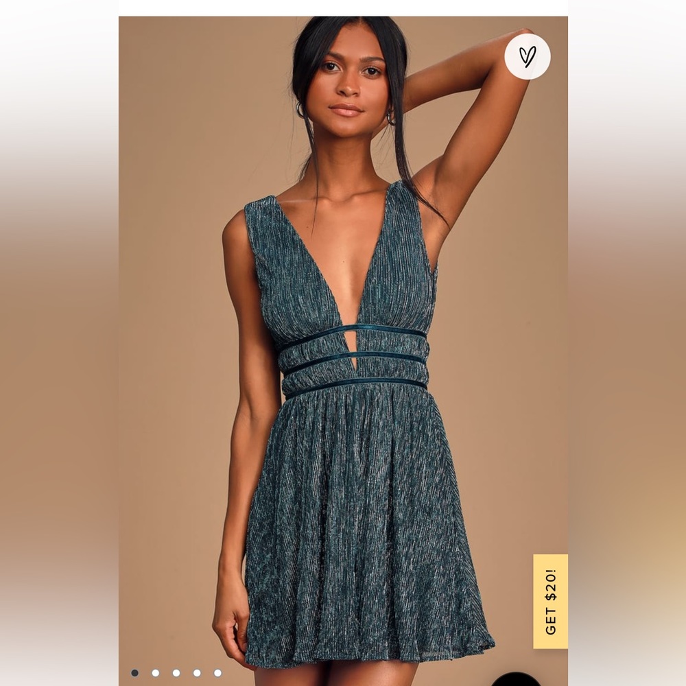 Lulus Smokeshow Teal Metallic mini Dress